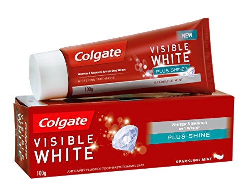 Image of Colgate Toothpaste Visible White Plus Shine for Cavity Protection, Enamel Protection, Whitening, Plaque Removal (100g)