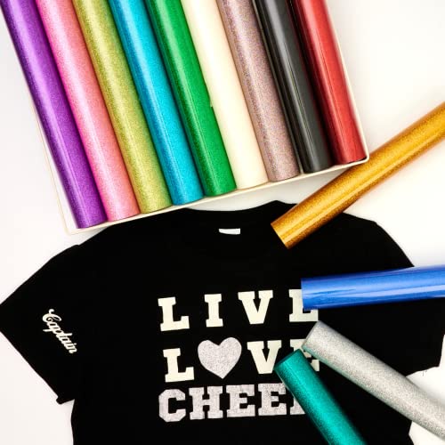 Glitter HTV Heat Transfer Vinyl 12"x12" Bundle 13 Sheets Iron on Vinyl for T-Shirts Gifts Design(Assorted) - Image 7