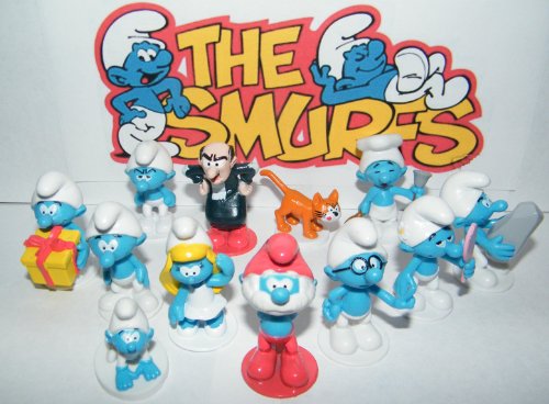 Smurfs Deluxe Mini Figure Set Toy Playset of 12 with Baby Smurf, Brainy Smurf, Smurfette, Gargamel, Azrael and More!