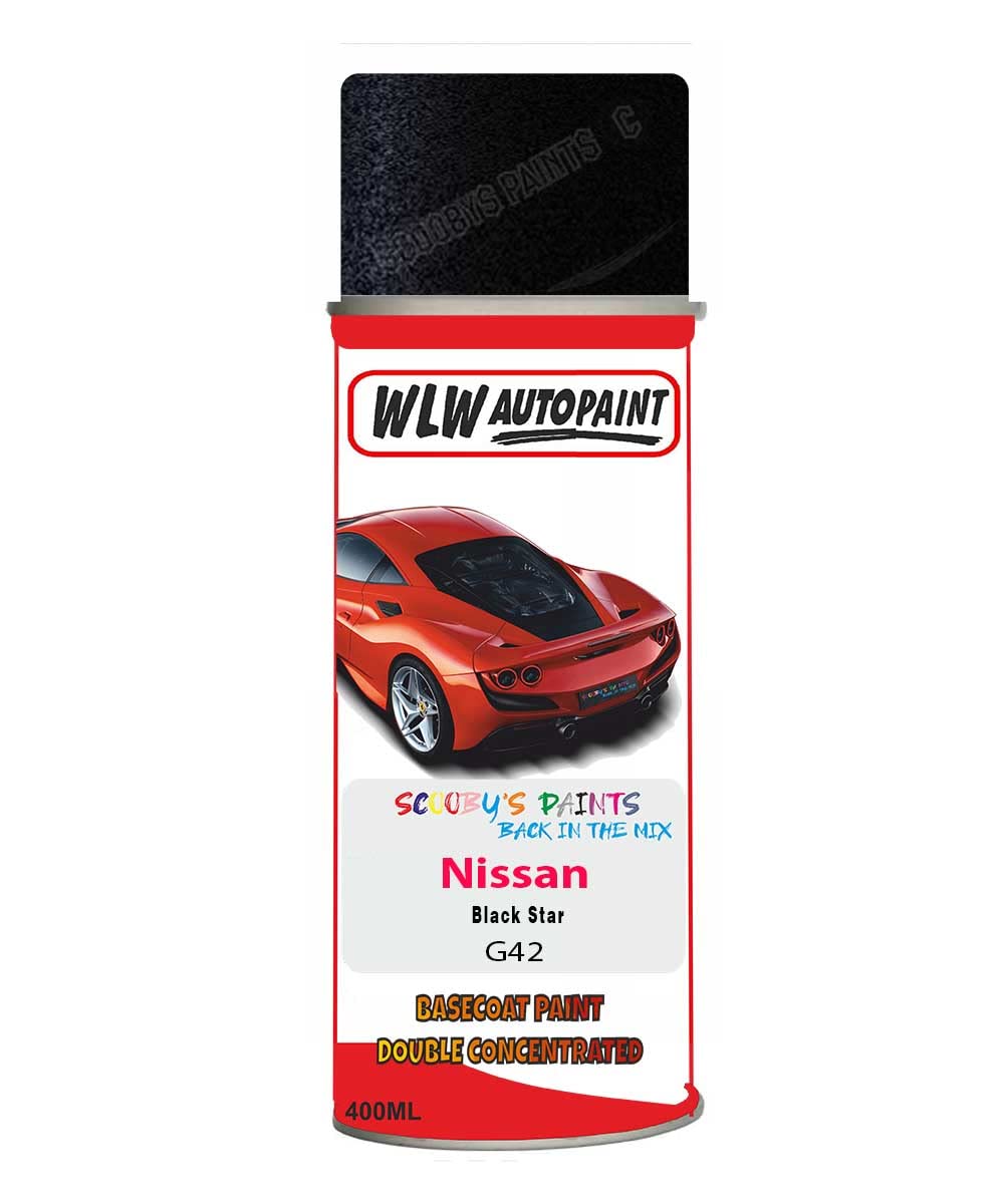 SCOOBYS PAINTS BACK IN THE MIX Basecoat Aerosol Spray Paint For Nissan Navara Black Star 2006-2017 Code G42