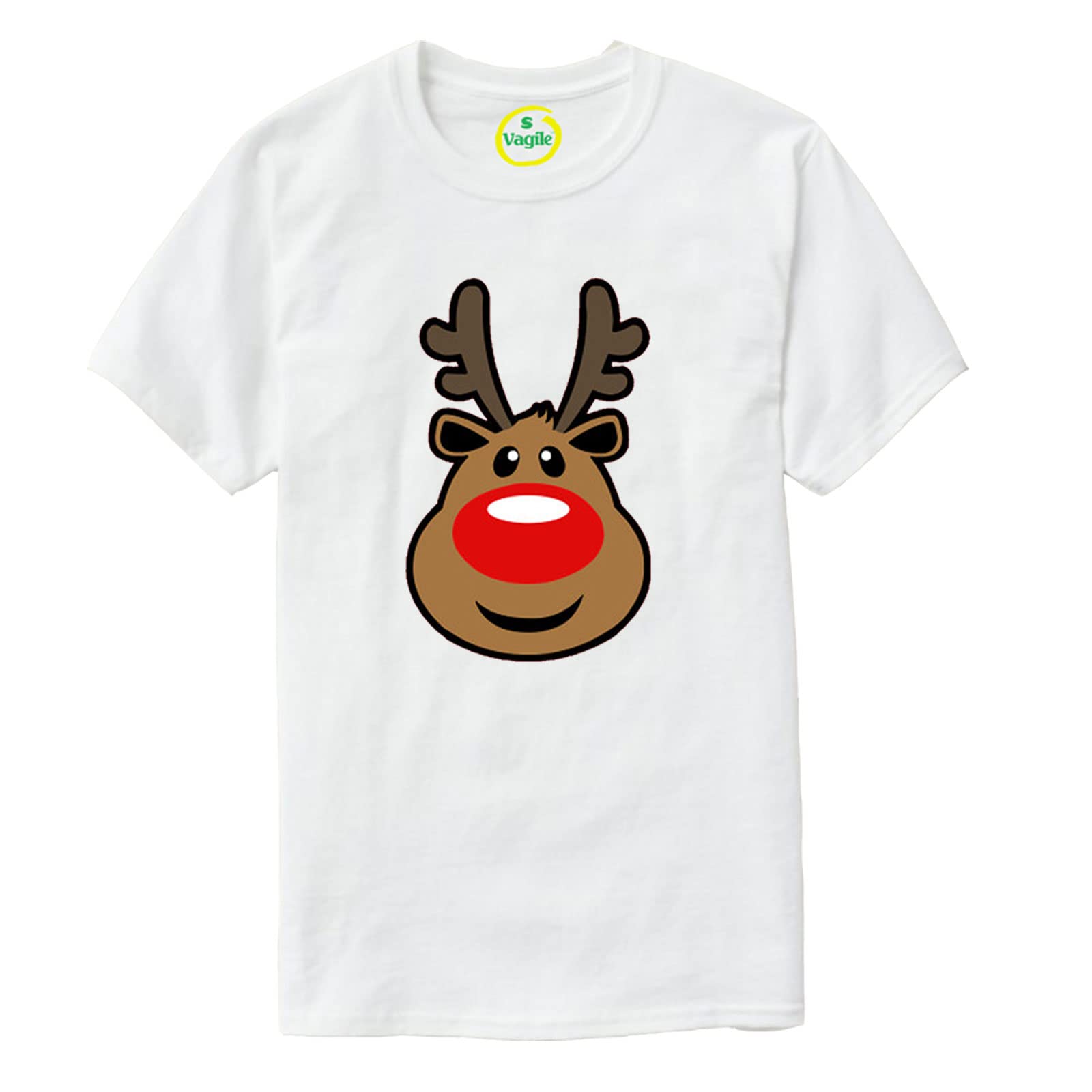 Vagile Boys White Kids Girls Rudolph The Reindeer Xmas Christmas Tee T-Shirt Top Tshirt