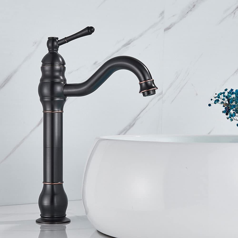 Robinet de lavabo en laiton antique mélangeur eau chaude et froide élégance rétro bronze