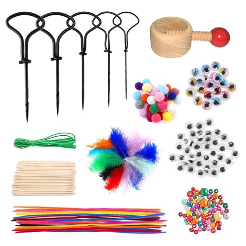 POHOVE Kastanienbohrer Set mit Kastanienhalter 308 tlg Kastanienmännchen DIY Set für Kinder Kastanien Basteln Handbohrer zum Basteln mit Kastanien Herbst Kastanien Bastelset