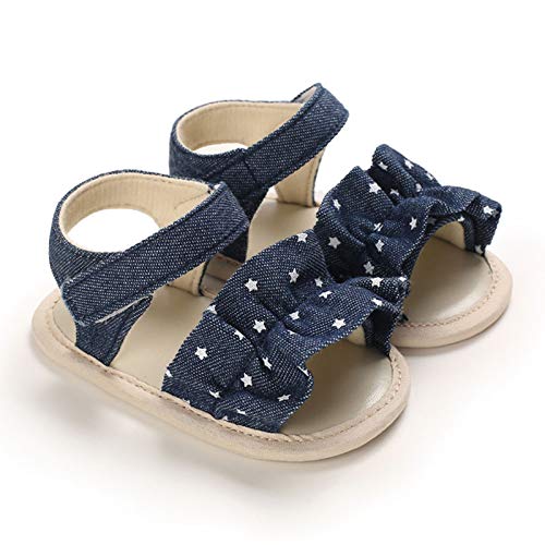 Girls Toddler Rubber Walking Boys Shoes First Non-Slip Baby Kids Sandals Star Baby Shoes Sandal Boys (Dark Blue, 0-6 Months)2