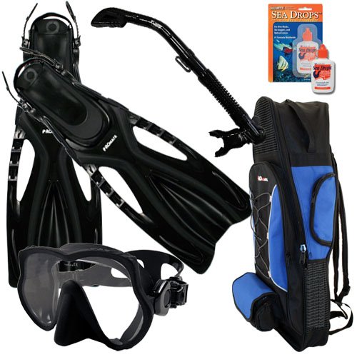 PromateSnorkeling Scuba Dive Frameless Mask Fins Dry Snorkel Gear Bag Set/ SCS0043