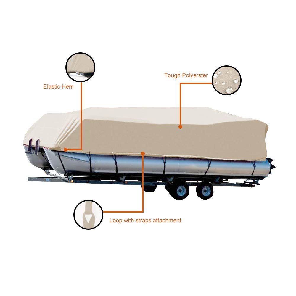 Seamander Pontoon Boat Cover,21ft-24ft Waterproof Trailerable Heavy Duty Boat Cover Fit Beam Width Up to 102 inch