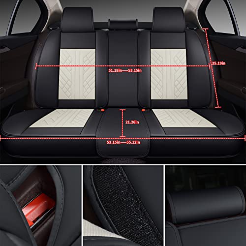 Image of GXT Bench Seat Cover, Premium Faux Leather Bench Seat Covers for Trucks - Universal Fit for Most Sedans SUV Pick-up Truck, Durable for Long Lasting Protection(White and Black)