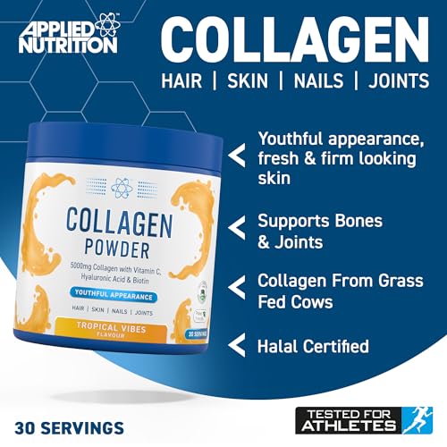 Applied Nutrition Collagen Powder - Tropical Vibes Flavour - 5000mg Hydrolysed Bovine Flavoured Collagen Peptides with Vitamin C, Hyaluronic Acid & Biotin (165g - 30 Servings) - Image 2