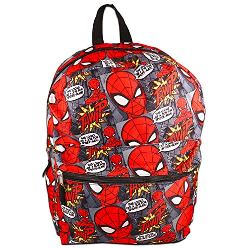 Marvel Shop Spiderman Backpack For Boys 7-8 Set - 16” Inch Spiderman School Backpack For Boys 7-8 Bundle With Stickers, More | Spiderman Backpack For Kids #TOP1