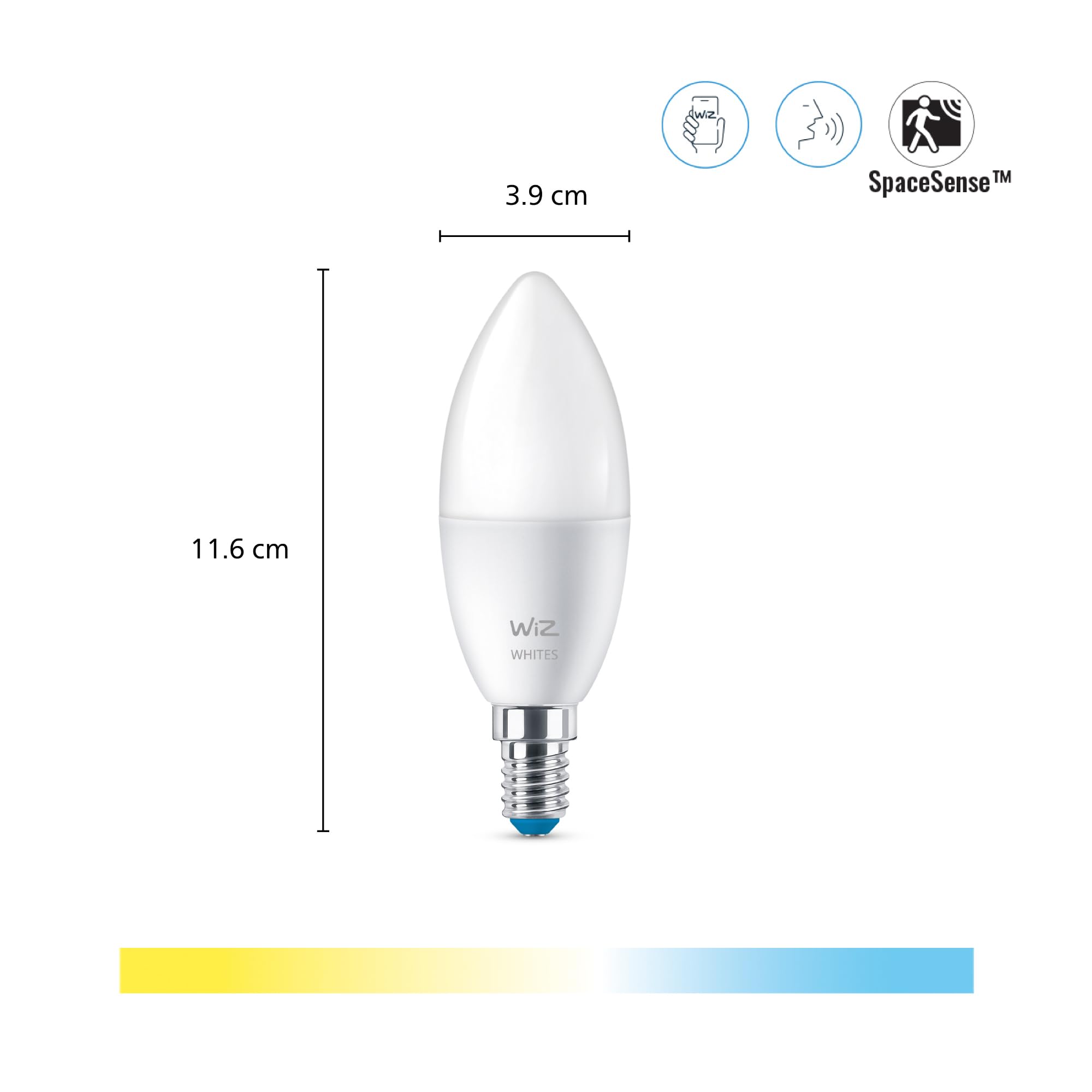 WiZ Smart Bulb,E14,40W Warm to Cool White Light, Smart Dimming LED, Connected WiFi Works with Alexa - Image 3