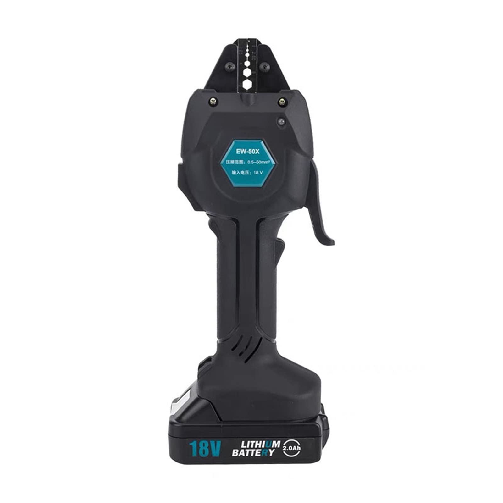 18V akumulator do zaciskania 16KN elektryczne narzędzie do zaciskania, Terminal preizolowana rura typu gołe przenośne narzędzie do zaciskania terminali Narzędzie DIY(Two battery)