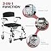 HOMCOM Accessibility Commode Wheelchair, Rolling Shower Wheelchair with 4 Castor Wheels, Rectangle Detachable Bucket, & Waterproof Design, 17