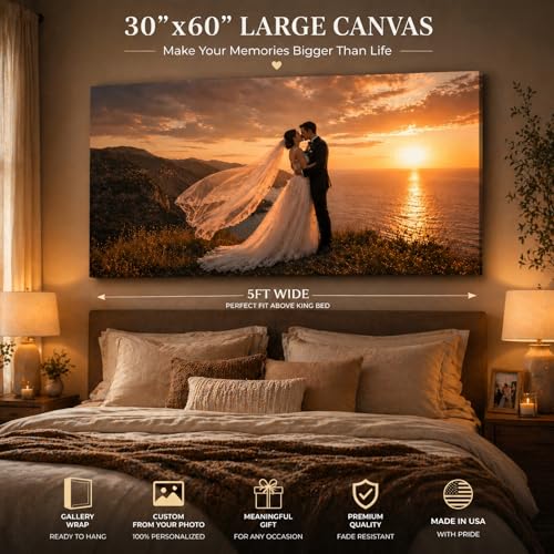 VYPEROCK Custom Canvas Print from Photo – Turn Your Wedding & Family Pictures into Large Wall Art (32x60) – Personalized Canvas for Living Room, Bedroom, Anniversary & Wedding Gifts — view 3