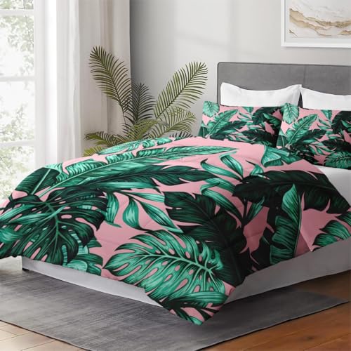 WeCozy Full Comforter Set, 3 Pieces Tropical Leaves Bedding, All Season by WeCozy - Used condition - Image 4