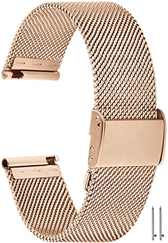 YGRY Correa de Reloj para Reloj Inteligente, Metal Watch Strap de Malla de Acero Inoxidable de 18 mm / 20 mm / 22 mm Pulseras de Repuesto de liberación rápida para Hombres y Mujeres (20 mm, Oro Rosa) Cover