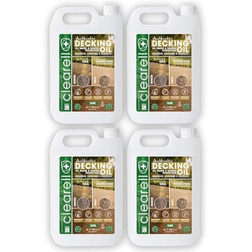 Clearell 20L | Decking Oil | Clear Nourishes & UV Protects Outdoor Wood - Water Protection Sealer & Preserver Suitable for All Softwood & Hardwood Decking Fences Sheds & Furniture - 20 litres