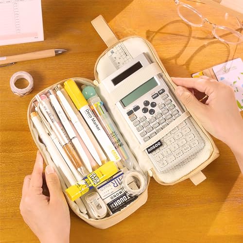 Image of MAMUNU Pencil Case Large Capacity, Pencil Case Aesthetic, Pencil Case Pen Pouch with Zipper Compartments Portable Handle, Pencil Pouch for School Office College Teen Girls Boys Adults Students