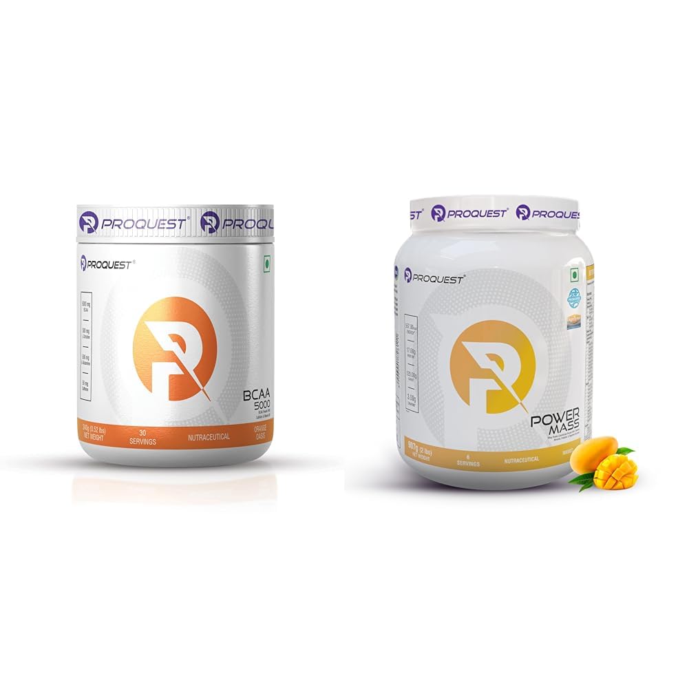 Proquest Nutrition BCAA 5000, 5g BCAAs in 2:1:1 Optimal Ratio (240g, 30 Servings) Orange Oasis Fla | ProQuest Nutrition Mass Gainer (Mango Flavour, 2Lbs / 907g, 6 Servings) | High Calorie Bulking Sup-image-39