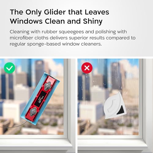 Image of Tyroler Outside Magnetic Window Cleaner Tool | The Glider S-1 AFC Double-Sided Window Cleaner Tool Fits Windows 0.1 inch-0.4 inch Thick | Magnet Window Cleaner | Magnetic Glass Cleaner | Limpiador magnetico