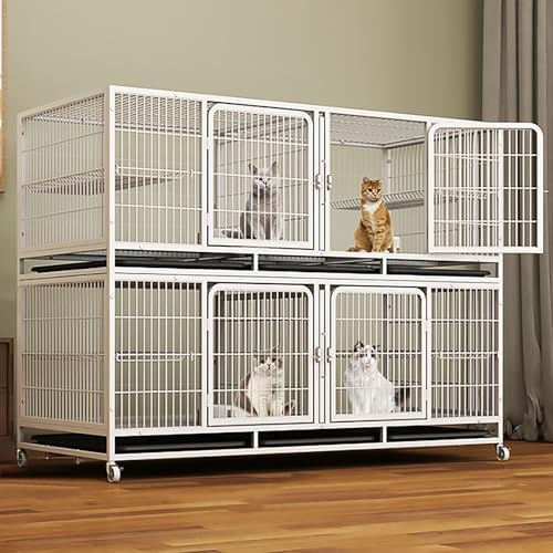Cat Cages Indoor Litter Dog Playpens Caves Houses Box Kitten Cage Cats Outdoor Enclosures,Outdoor Cat Enclosure - Multi-Layer Cat Cage with Dividers, Perfect for Pet Boarding, Shops & Breedi