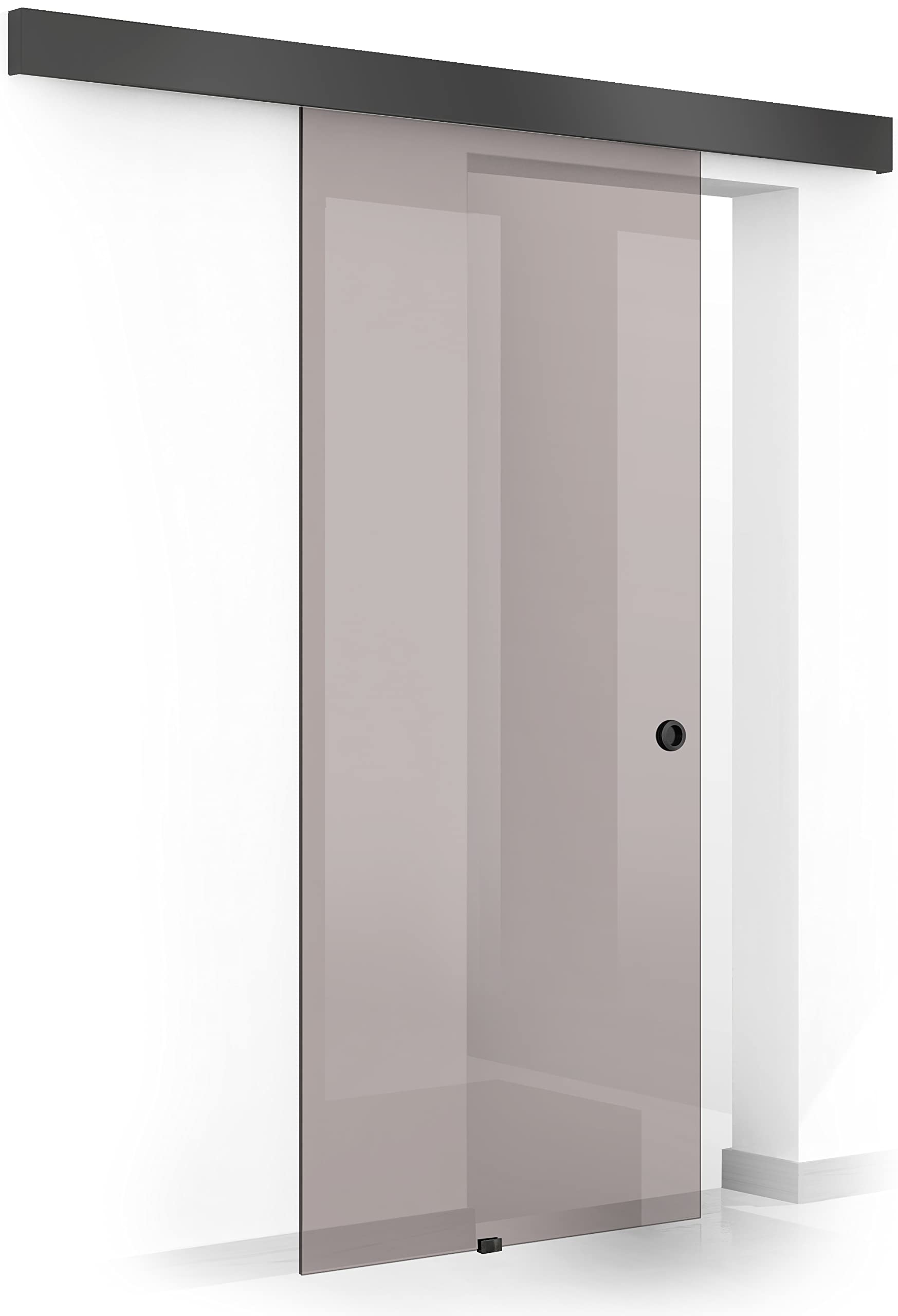 BOSS Black Puerta corredera del vidrio 90x215 cm (60/80/90 cm) Vidrio Bronce de 8 mm, kit completo de herrajes (90x215 cm)