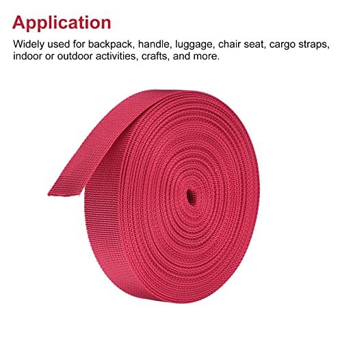 Image of MECCANIXITY Flat Nylon Webbing Strap 1 Inch 10 Yards Red for Backpack, Luggage-rack