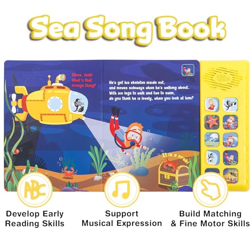 Image of Steve and Maggie Sound Book - 10 Button Interactive Nursery Rhymes Sound Book for Toddlers 1-3, Talking Musical Book, Sing Along Baby Music Book, Learning Toy Gift for Boys & Girls(Sea Animals)