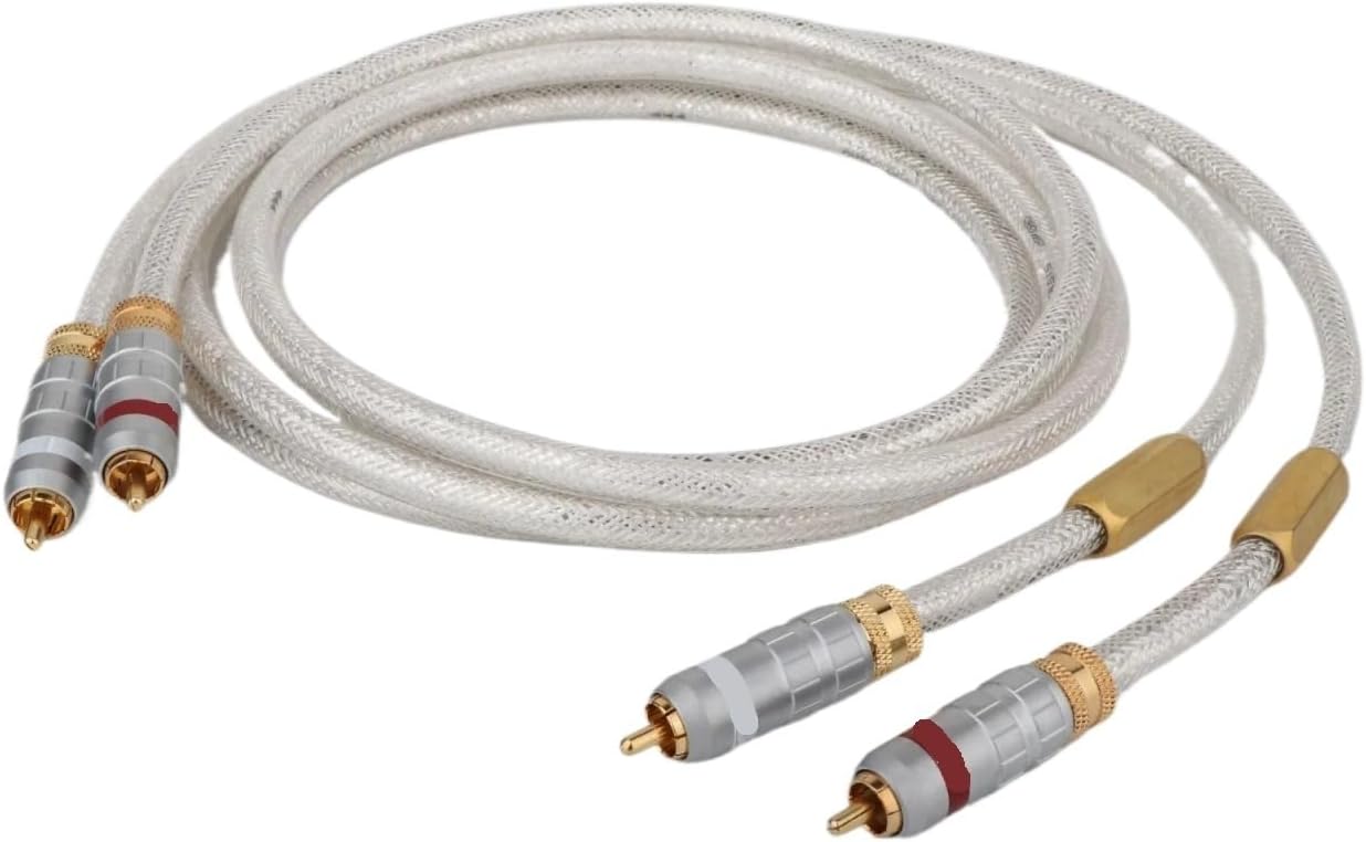 H&*igh qu>ality Pair QED Sub-woofer 6N OCC Silver-Plated HiFi R/CA Audio Cable(1.5m)
