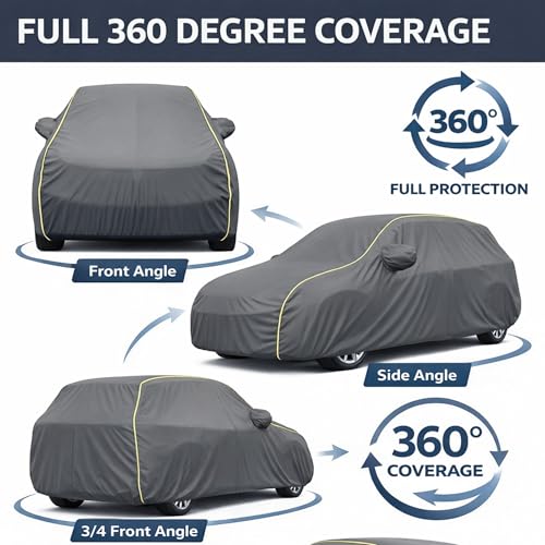 Image of Durable Full Body Waterproof Thar Roxx Car Cover | Premium Polyester Grey Cover | Custom Fit Vehicle Protection | UV Resistant, Dustproof, Scratch Resistant, Heat & Wind Protection