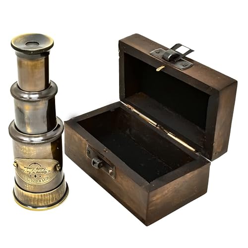Handheld Telescope For Kids, Spy Glass Nautical Decorative Telescopes Pirate Gift W Wooden Box #TOP2