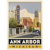 MyPuzzle American College Towns: Ann Arbor, Michigan, Vintage Poster - Premium 1000 Piece Jigsaw Puzzle for Adults