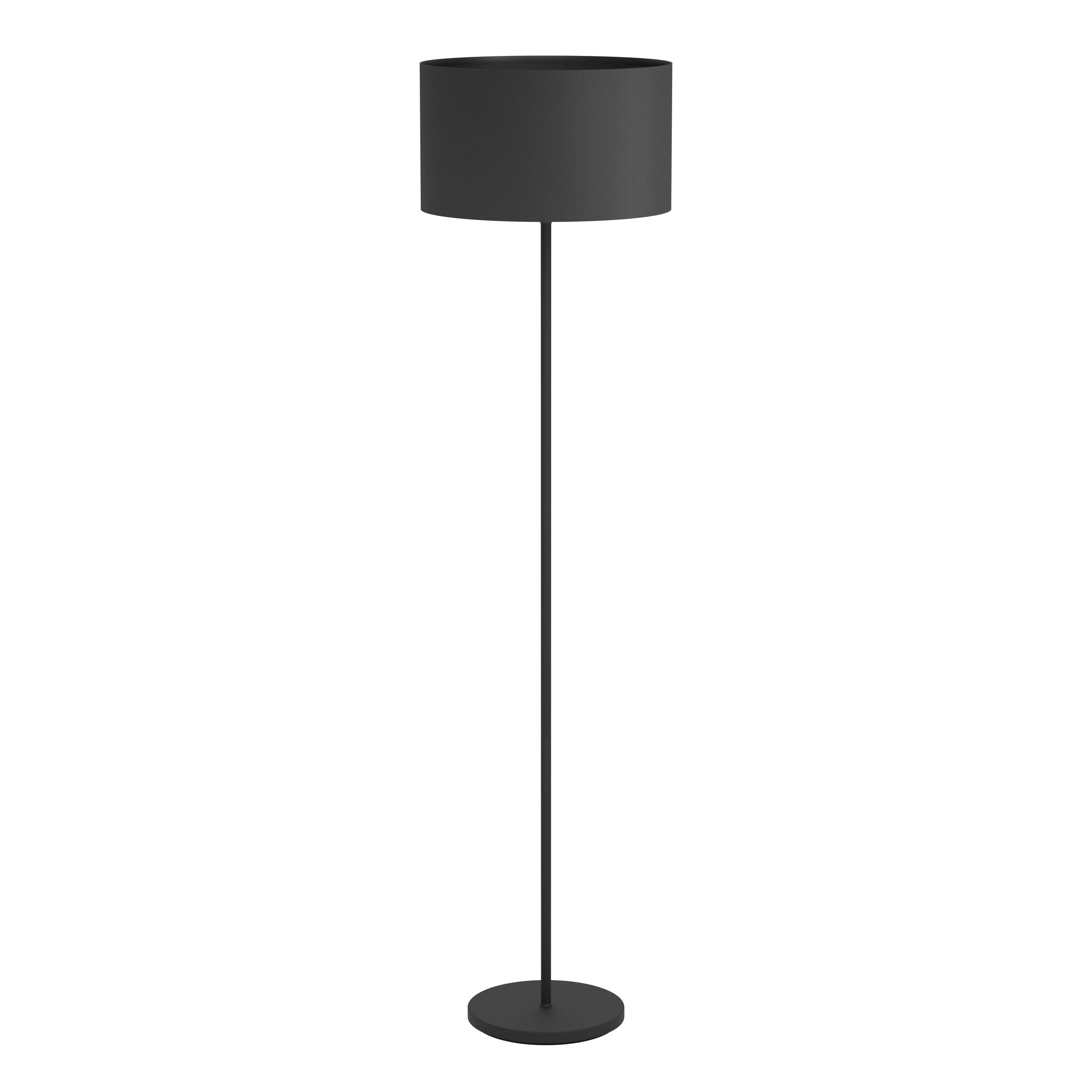 EGLO lámpara de pie Maserlo 1, lámpara de pie vintage de una luz, lámpara | de suelo de acero y textil, lámpara para salón en negro, lámpara con interruptor de pie, casquillo E27
