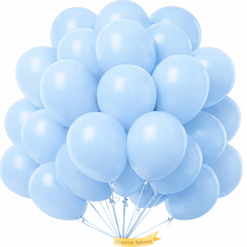 Pastel Blue Latex Balloons 100 Pack 5 Inch Party Balloons for Birthday Baby Shower Wedding Gender Reveal Celebration Decorations Indoor Outdoor Use