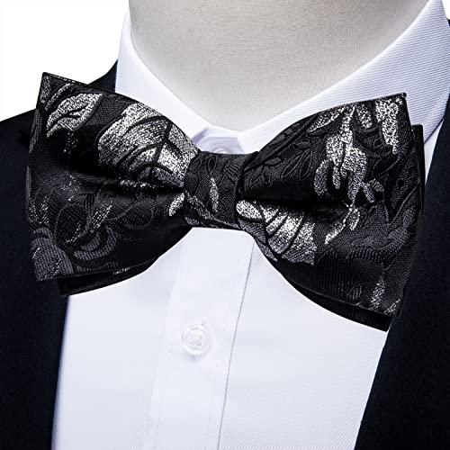 Image of DiBanGu Pre-Tied Bow Ties for Men Silk Adjustable Tuxedo Bowties Pocket Square Cufflinks Set with Lapel Pin Jacquard Woven