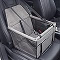 Dog Car Seat, Waterproof Pet Car Booster Seat, Dog Crate for Medium/Small Dogs Cats, Breathable Foldable Seat with Seat Belt Headrest Strap, Cat Carrier Dog Cage Protector 40cm Grey PVC Pipe Support