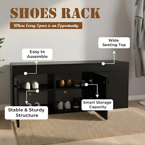 Image of Amazon Brand - Solimo Engineered Wood 3 Door Shoe Rack| Wenge Finish | L 120 X W 40 X H 47.5 CM