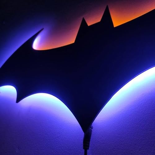 Superhero LED Lamp Decor Night Light with 16 Colors Remote, Wall Sconce, Acrylic Engraved, Kids Room Wall Lamp, Mirror (Black) — view 6