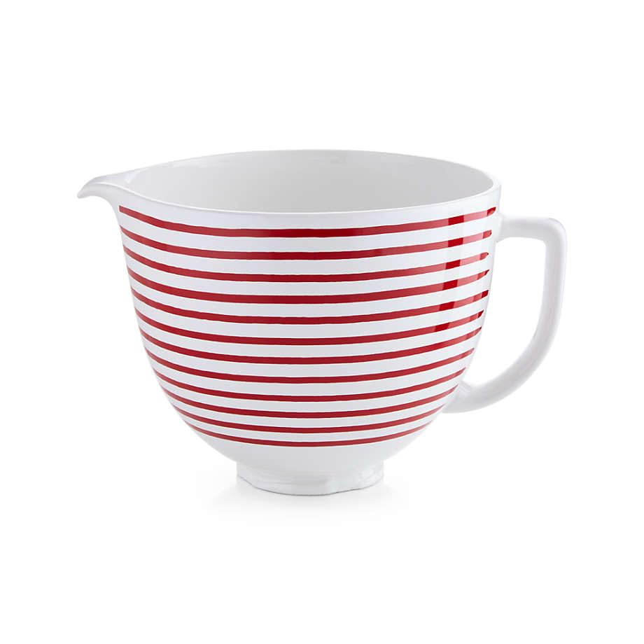 Tazón cerámico KitchenAid 5 cuartos blanco y rojo miniatura 1