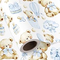 WRAPAHOLIC Dinosaur Baby Shower Wrapping Paper - Mini Roll - 17 Inch x 16.5 Feet - Watercolor Dinosaur Wrapping Paper for Baby Shower, Boys Birthday, Baptism Gift Wrap