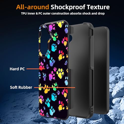 GFEWYTJYJ for Galaxy A17 5G Case,[10 FT Military Grade Drop Protection] Non-Slip Heavy Duty Shockproof Phone Case for Samsung Galaxy A17 5G 6.7 inch 2025,Colorful Paw Print - image 7