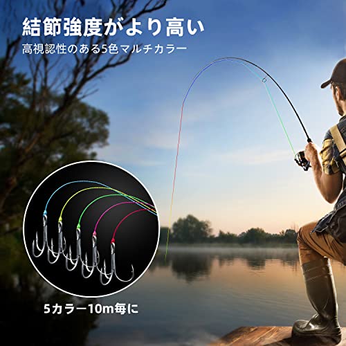 ランケル（RUNCL） peライン 釣り糸 8本編み 10m毎に色分け 5色マルチカラー （300m 500m 1000m） 8lb-200lb (0.1号 0.2号 0.4号 0.6号 0.8号 1号 2号 3号 4号 6号 8号 10号 12号 18号 20号) 高強度 釣りライン 遠投用PEイン 高視認性 7枚目