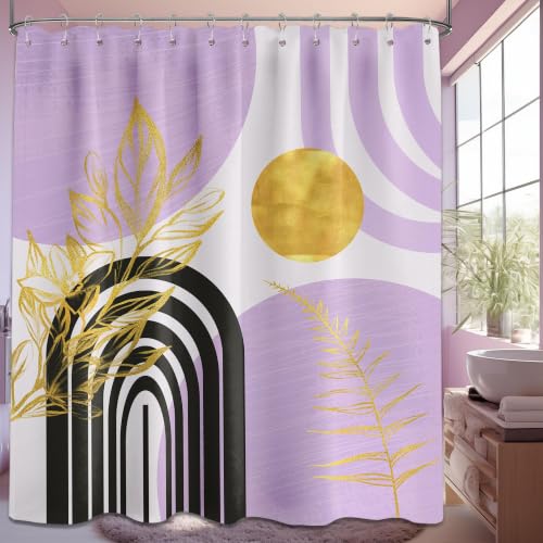 QGHOT Light Purple Extra Long Shower Curtain, Tall 72X84 in, Mid Century