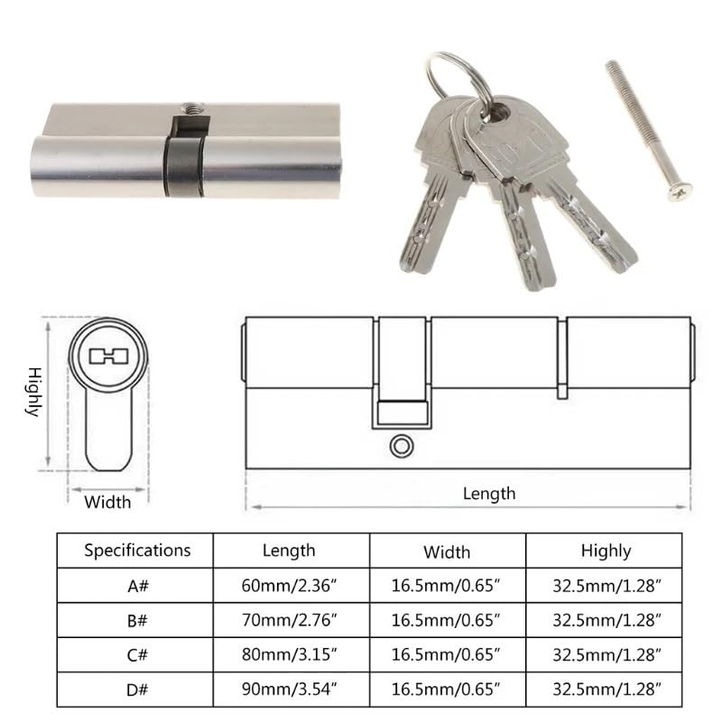Cerradura de cilindro europeo, cilindro de cerradura de puerta antirrobo con llaves, seguridad Interior abierta única for puertas de madera, barril de 90mm(60mm)