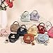 Mini Bag Keychain Tote Cute Leather Coin Pouch Bag Creative Wallet Key Chain Bag for Women Girls Purse Handbag Decor Mini Makeup Bag Zipper Coin Purse Christmas Gift (Black)