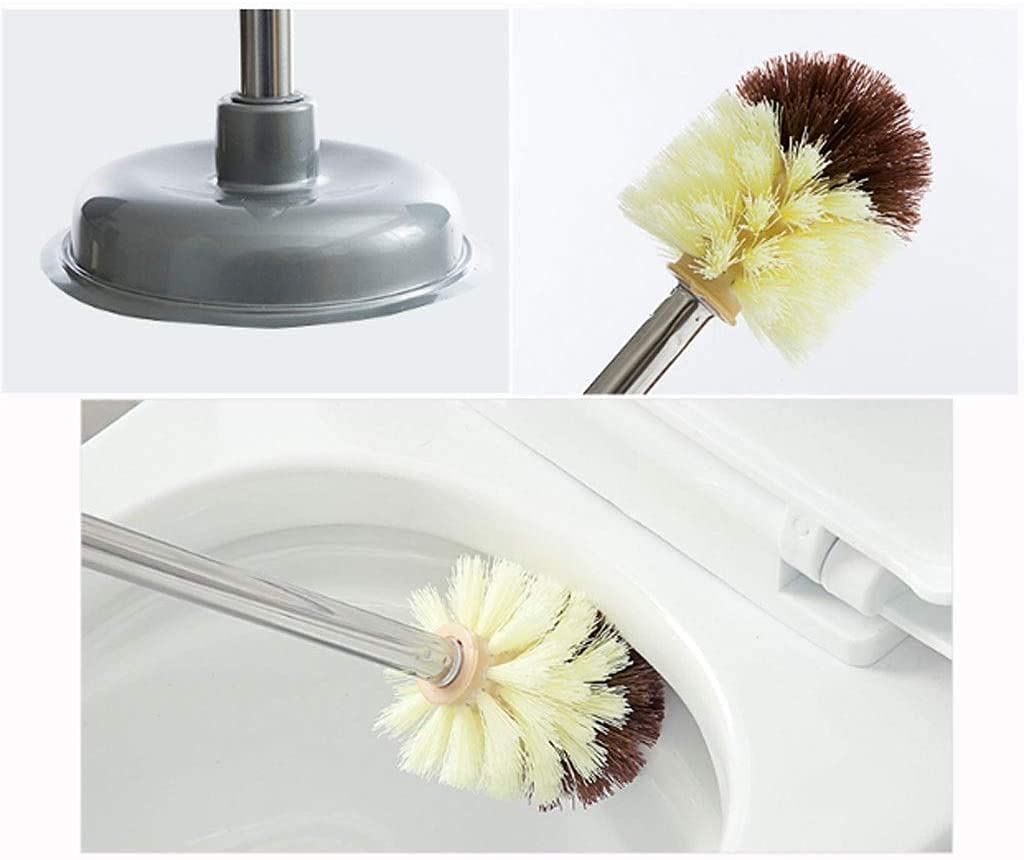 Uso Baños PúBlicos Escobilla De Baño Plástico con Soporte para, Inodoro Mango Largo, Juego Escobillas para, Cajón, Cepillo Limpieza Apto Mayoría Inodoros(Grey)