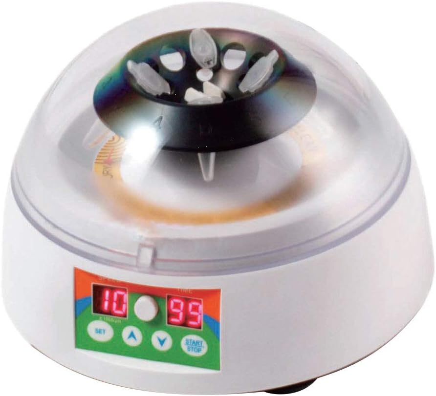 Mini Centrifuge, 1000-12000rpm Adjustable Benchtop Microcentrifuge Digital Display with 18-Place Rotor for 0.2/0.5/1.5/2ml Centrifugal Tubes and 16-Place Rotor for 0.2ml PCR Tubes