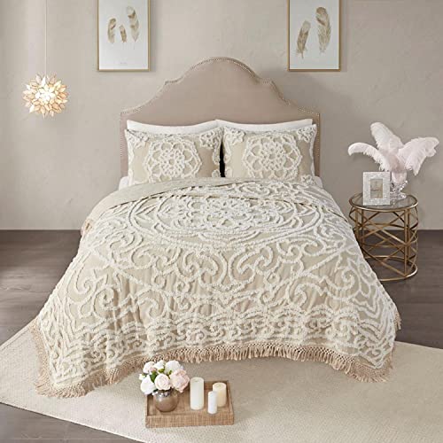Madison Park MP13-7118 Laetitia Lightweight 100% Cotton Quilt Set, Breathable Chenille Tufted, Shabby Chic Boho Medallion Design thumb #2