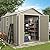 VONZOY Outdoor Storage Shed, 8x10 FT Resin Shed with Floor and Lockable Door, Window & Vents, Tool Sheds & Outdoor Storage for Bike, Garden Accessories, Tools, Waterproof (Light Brown)