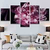 SIGNWIN 5 Panel Canvas Wall Art Pink Petal for Home Decorations Ready to Hang - 60