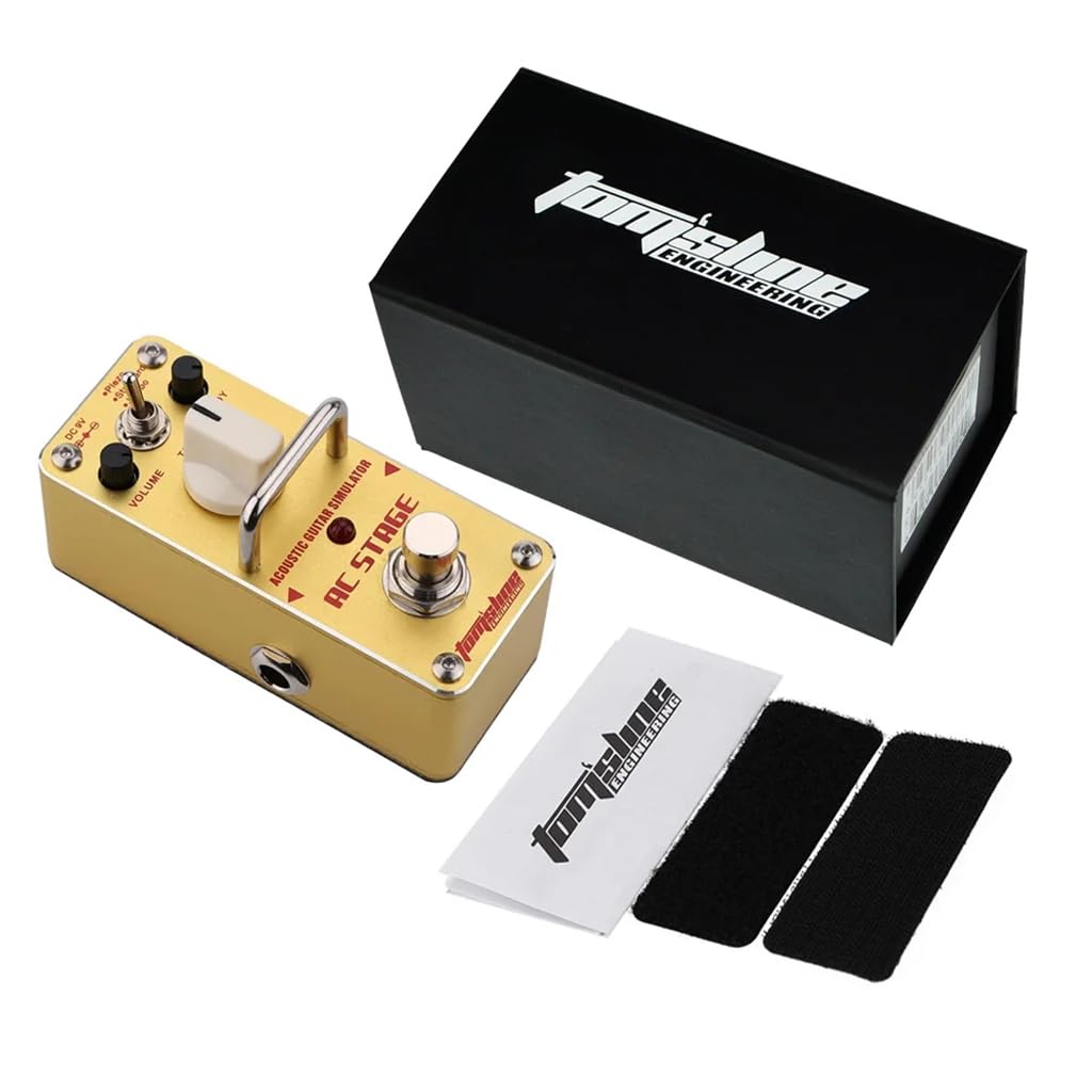 AC STAGE - Pedal de efectos de simulador de guitarra acústica, mini pedal de efectos de guitarra AC, derivación verdadera, carcasa de metal, accesorios de piezas de guitarra